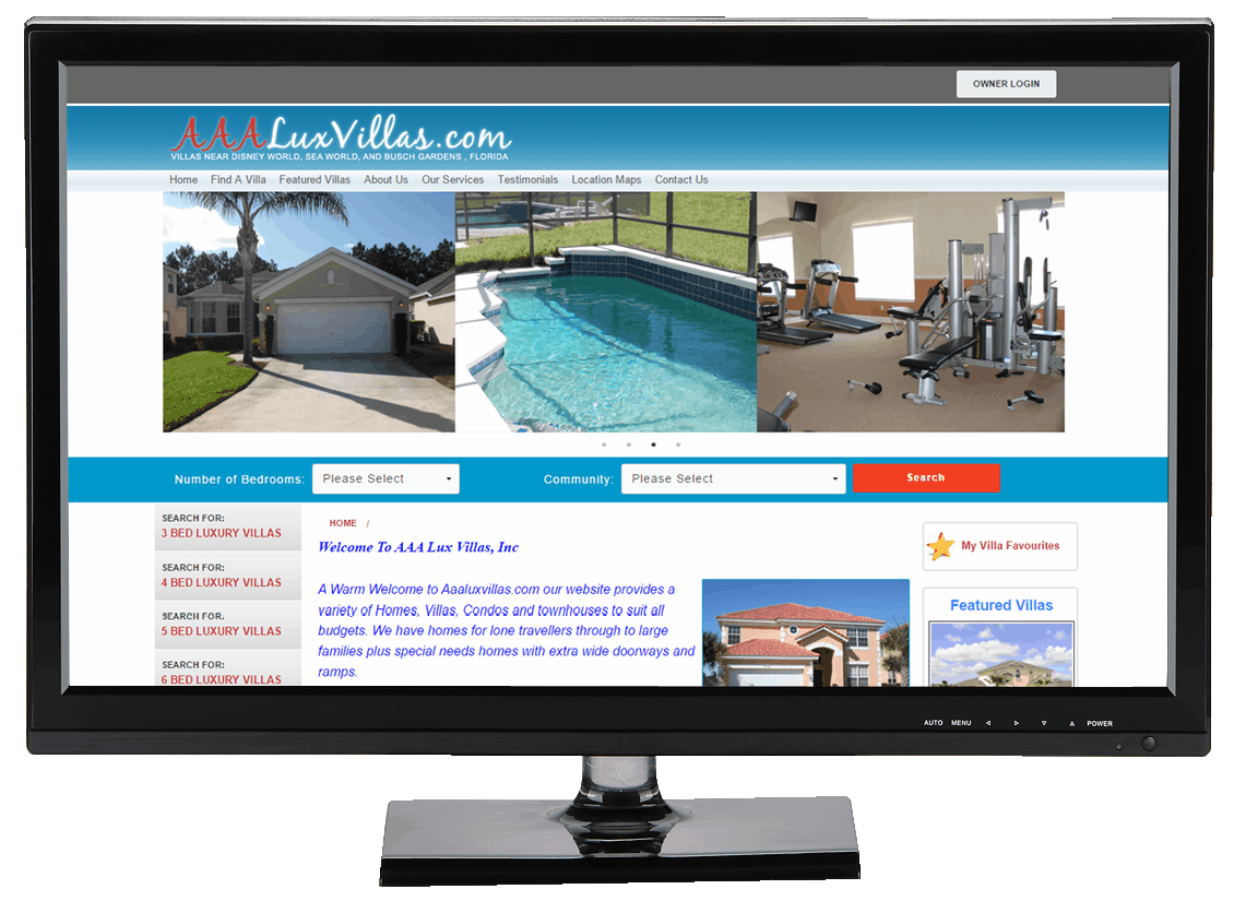 AAA Lux Villas Desktop Website