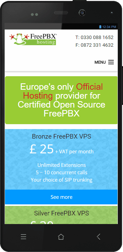 FreePBX Hosting Mobile Website